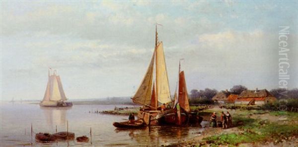 A Dutch Coastal Scene Oil Painting by Abraham Hulk the Elder