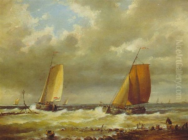 Hollandische Fischerboote Vor Der Kuste Oil Painting by Abraham Hulk the Elder