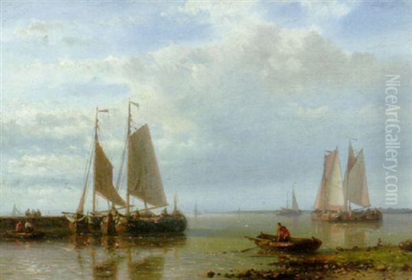 Shipping In A Calm Estuary Oil Painting by Abraham Hulk the Elder