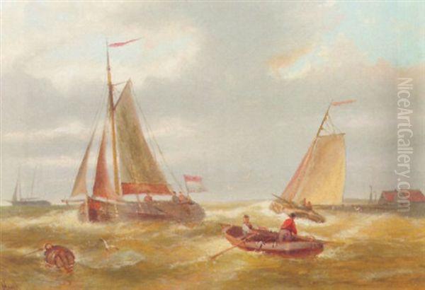 A Choppy Sea Oil Painting by Abraham Hulk the Elder