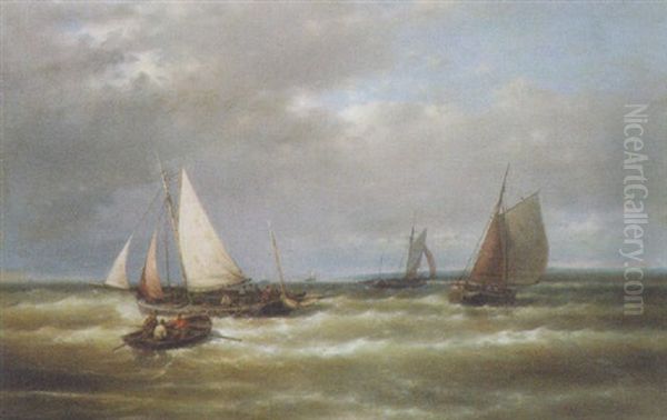 Shipping On Story Seas Oil Painting by Abraham Hulk the Elder