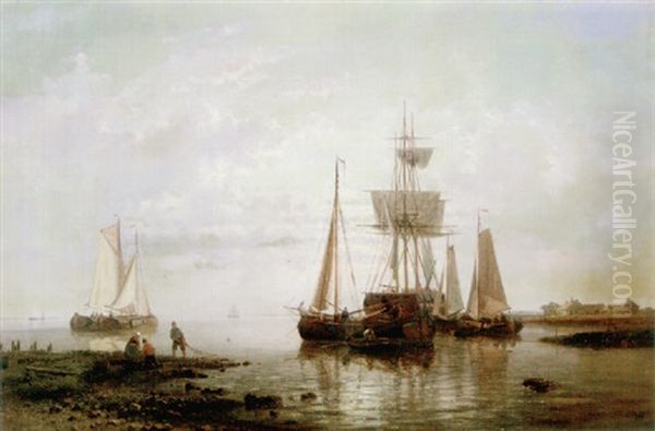 Shipping On The Zuider Zee Oil Painting by Abraham Hulk the Elder