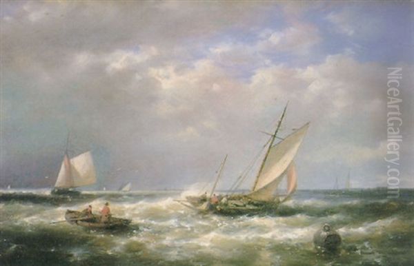 Shipping Off The Coast Oil Painting by Abraham Hulk the Elder