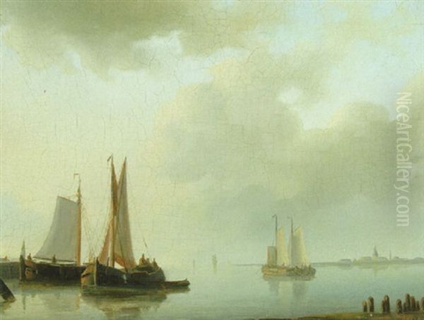 Shipping At Anchor In A Calm Oil Painting by Abraham Hulk the Elder