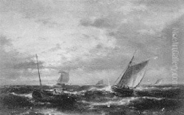 Ships At Sea Oil Painting by Abraham Hulk the Elder