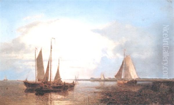 Shipping In An Estuary At Dusk Oil Painting by Abraham Hulk the Elder