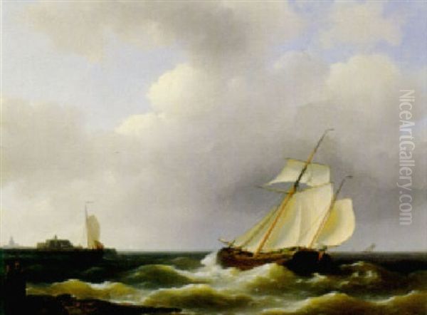 Crossing The Harbor Oil Painting by Abraham Hulk the Elder