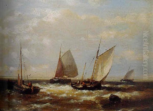 Shipping By A Jetty Oil Painting by Abraham Hulk the Elder