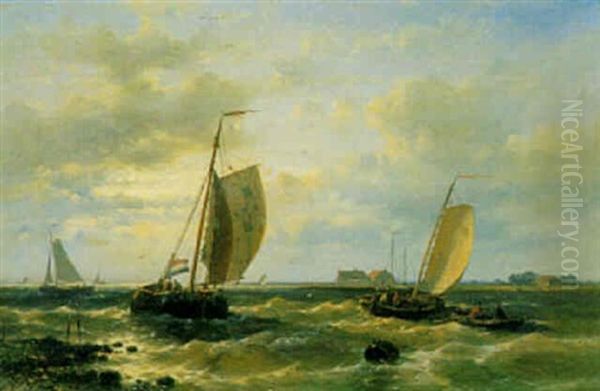 Segelschiffe An Der Schelde Bei Leichter Brise Oil Painting by Abraham Hulk the Elder