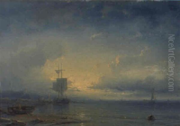 Abendstimmung An Der Kuste Oil Painting by Abraham Hulk the Elder