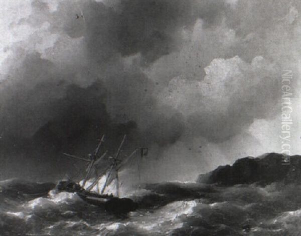 Schip Op Woeste Zee Oil Painting by Abraham Hulk the Elder