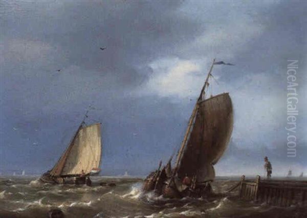 Dutch Scows Putting Out To Sea by Abraham Hulk the Elder