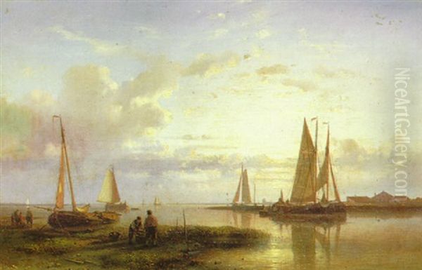 Evening Calm On The Dutch Coast Oil Painting by Abraham Hulk the Elder