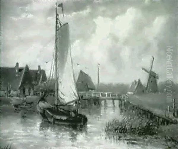 Sailboats At Anchor Oil Painting by Abraham Hulk the Elder