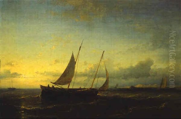 Segelschiff In Der Abenddammerung Oil Painting by Abraham Hulk the Elder