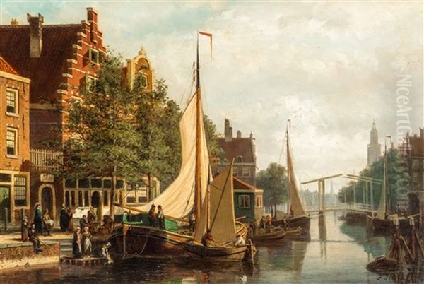 View Of A City Oil Painting by Johannes Frederik Hulk the Elder