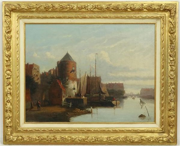 Hollands Stadsgezicht, Mogelijk Haarlem Oil Painting by Johannes Frederik Hulk the Elder