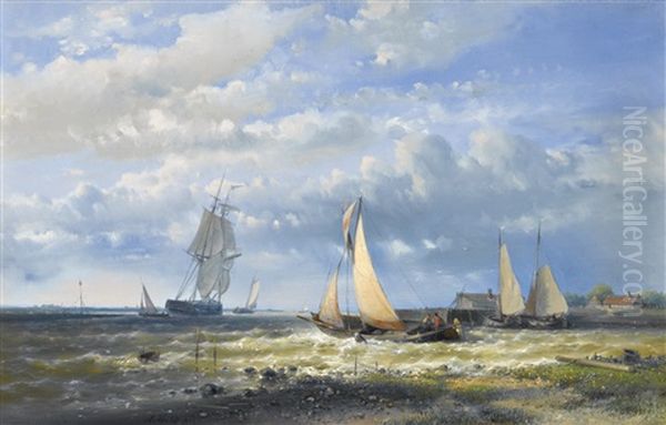 Setting Out To Sea Oil Painting by Johannes Frederik Hulk the Elder