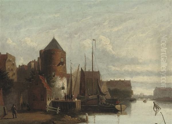 A View Of Haarlem, With The St. Bavo Church In The Distance Oil Painting by Johannes Frederik Hulk the Elder