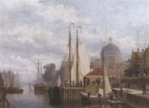 A Capriccio View Of Amsterdam by Johannes Frederik Hulk the Elder