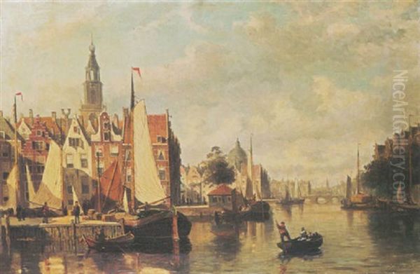 Townview Amsterdam Oil Painting by Johannes Frederik Hulk the Elder