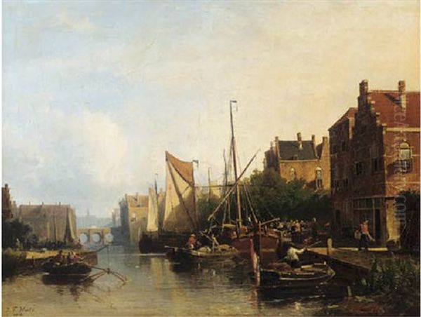 Harbour Activities On A Summer Day Oil Painting by Johannes Frederik Hulk the Elder