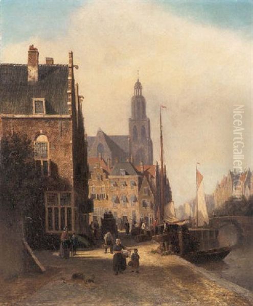 Along The Canal Oil Painting by Johannes Frederik Hulk the Elder