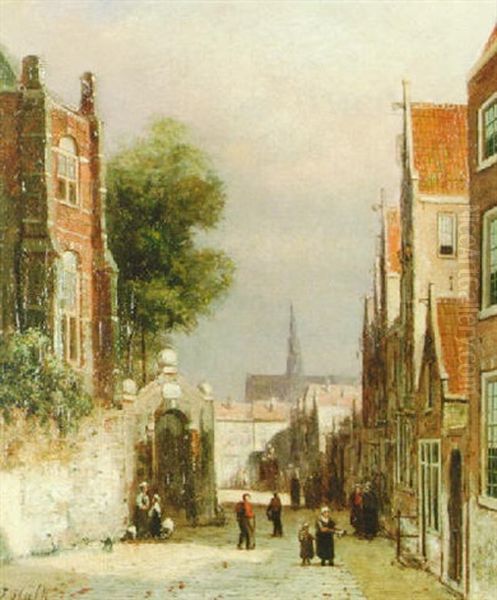 Street Scene With Figure Oil Painting by Johannes Frederik Hulk the Elder