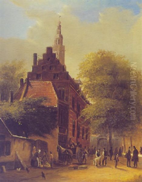 A View Of A Town Oil Painting by Johannes Frederik Hulk the Elder