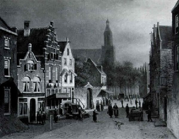 A View In Amsterdam Oil Painting by Johannes Frederik Hulk the Elder