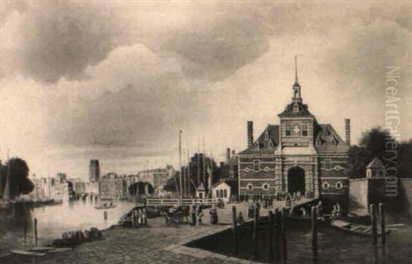 A View Of The Hoofdpoort In Rotterdam Oil Painting by Johannes Frederik Hulk the Elder