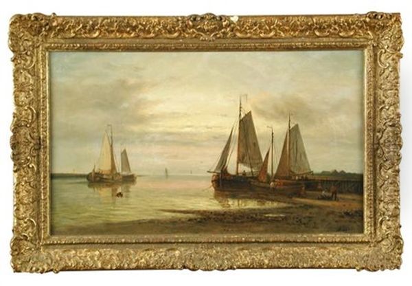 Dutch Pincks In The Shallows Oil Painting by Abraham Hulk the Younger