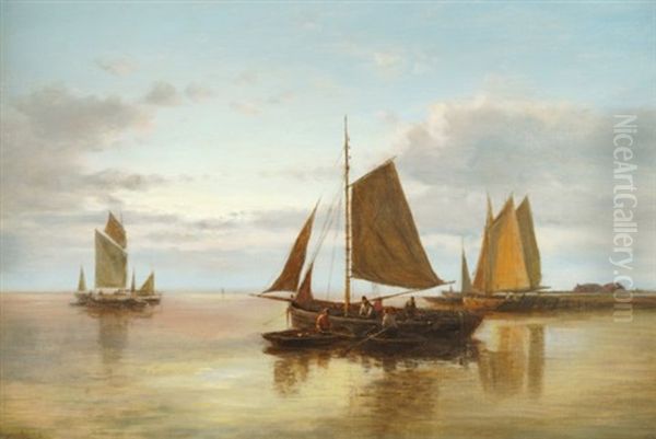 Fishing Boats Oil Painting by Abraham Hulk the Younger