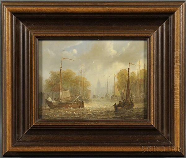 Sailing Vessels On A River Oil Painting by Abraham Hulk the Younger