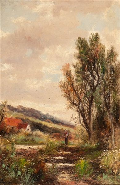 Near Totnes, Devon (+ Another; 2 Works) Oil Painting by Abraham Hulk the Younger