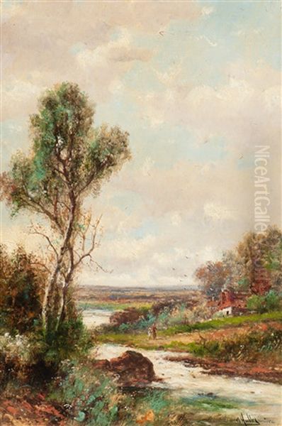 Strolling Alongside The River Bank Oil Painting by Abraham Hulk the Younger