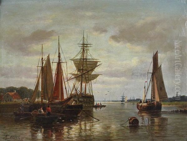 Harbour Scene Oil Painting by Abraham Hulk the Younger