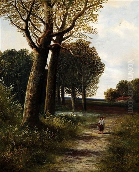 Figure On A Wooded Path Oil Painting by Abraham Hulk the Younger