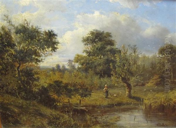 Wooded Landscapes With Figures On Paths (pair) Oil Painting by Abraham Hulk the Younger