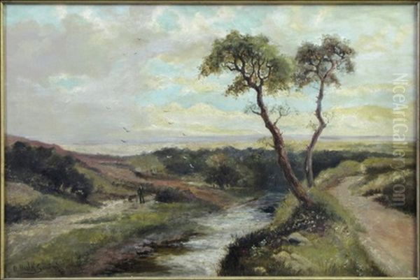 River Landscape With Strolling Figure Oil Painting by Abraham Hulk the Younger