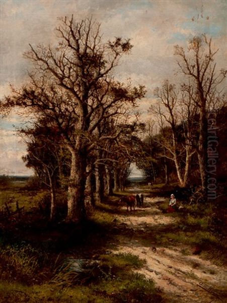 Autumn Near Witley (surrey) Oil Painting by Abraham Hulk the Younger