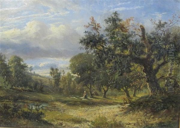 By A Pond 9+ By A Country Track; 2 Works) Oil Painting by Abraham Hulk the Younger