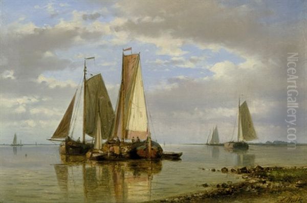 Fischerboote Auf Der Schelde Oil Painting by Abraham Hulk the Younger