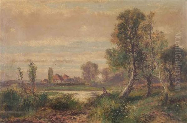 A Figure Seated On The Bank Of A River Oil Painting by Abraham Hulk the Younger