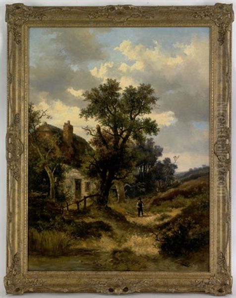 Landscape With A Figure And Cottage Oil Painting by Abraham Hulk the Younger