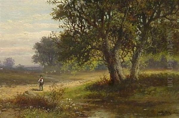 Wanderer In Weiter Baum Bestandener Landschaft Oil Painting by Abraham Hulk the Younger