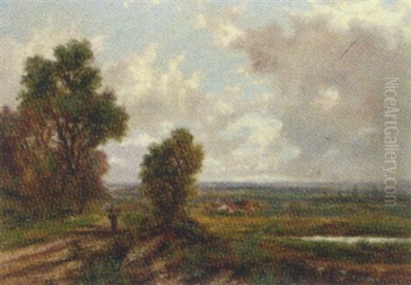 A Panoramic Autumn Landscape Oil Painting by Abraham Hulk the Younger