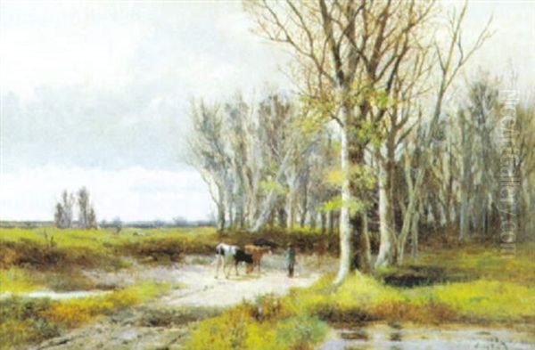 Koeienhoeder, Alburry Park, Surrey Oil Painting by Abraham Hulk the Younger