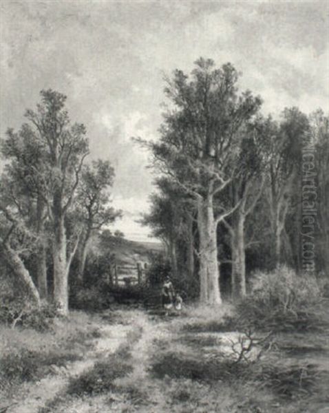 Near Albury, Surrey & A Lane In Surrey Oil Painting by Abraham Hulk the Younger