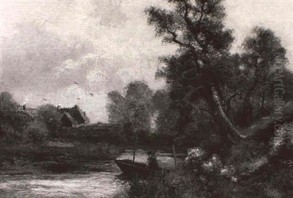 Punting On A Quiet River Oil Painting by Abraham Hulk the Younger